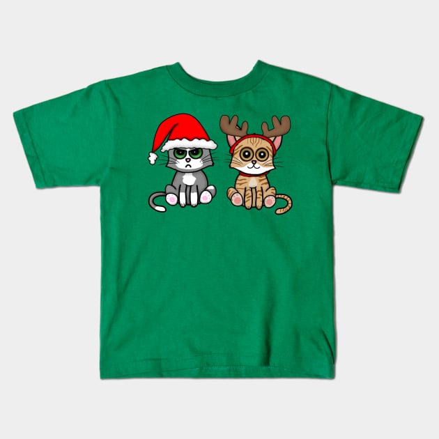 Christmas Kitties Kids T-Shirt by Aeriskate